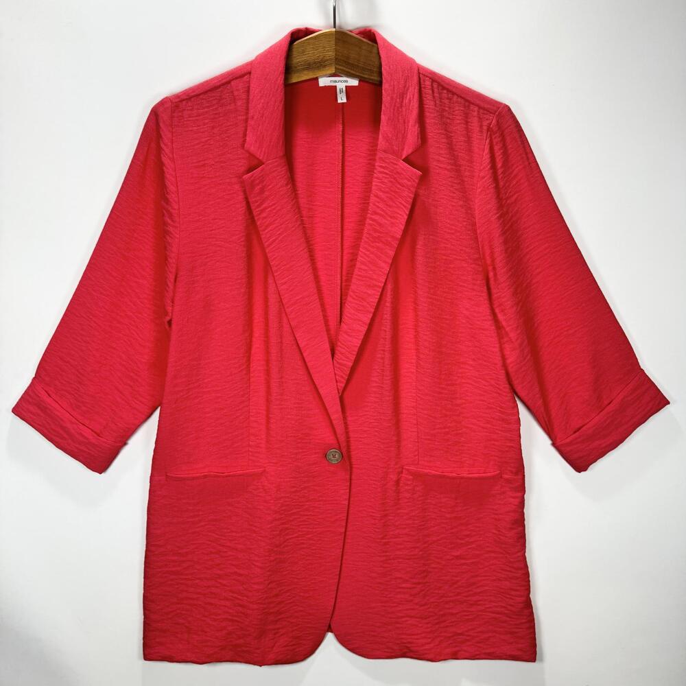 Maurices Linen-like Lightweight Blazer In Vibrant Pink - L